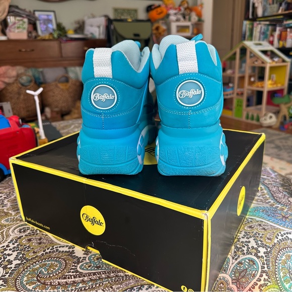 Buffalo London turquoise leather nubuck platform boots size 9/40 - Picture 4 of 5